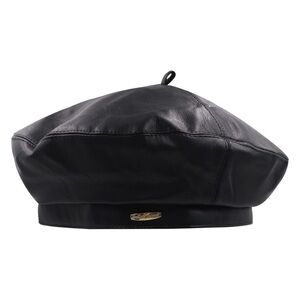 Women French Style Pu Leather Beret Hats Adjustable Solid Color Artist Painter